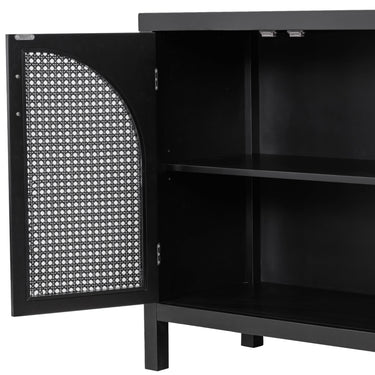 Sideboard With Rattan Door & Metal Handles For Living Room